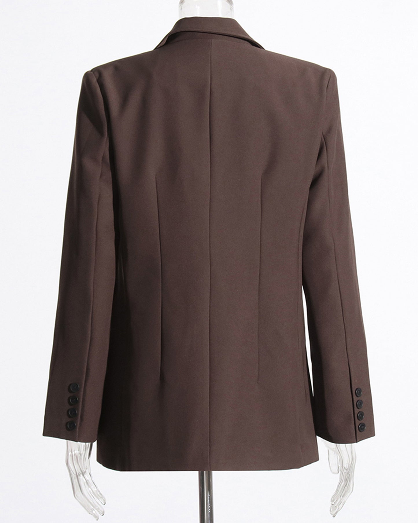 Coffee Single-Breasted Blazer Asymmetric Pocket
