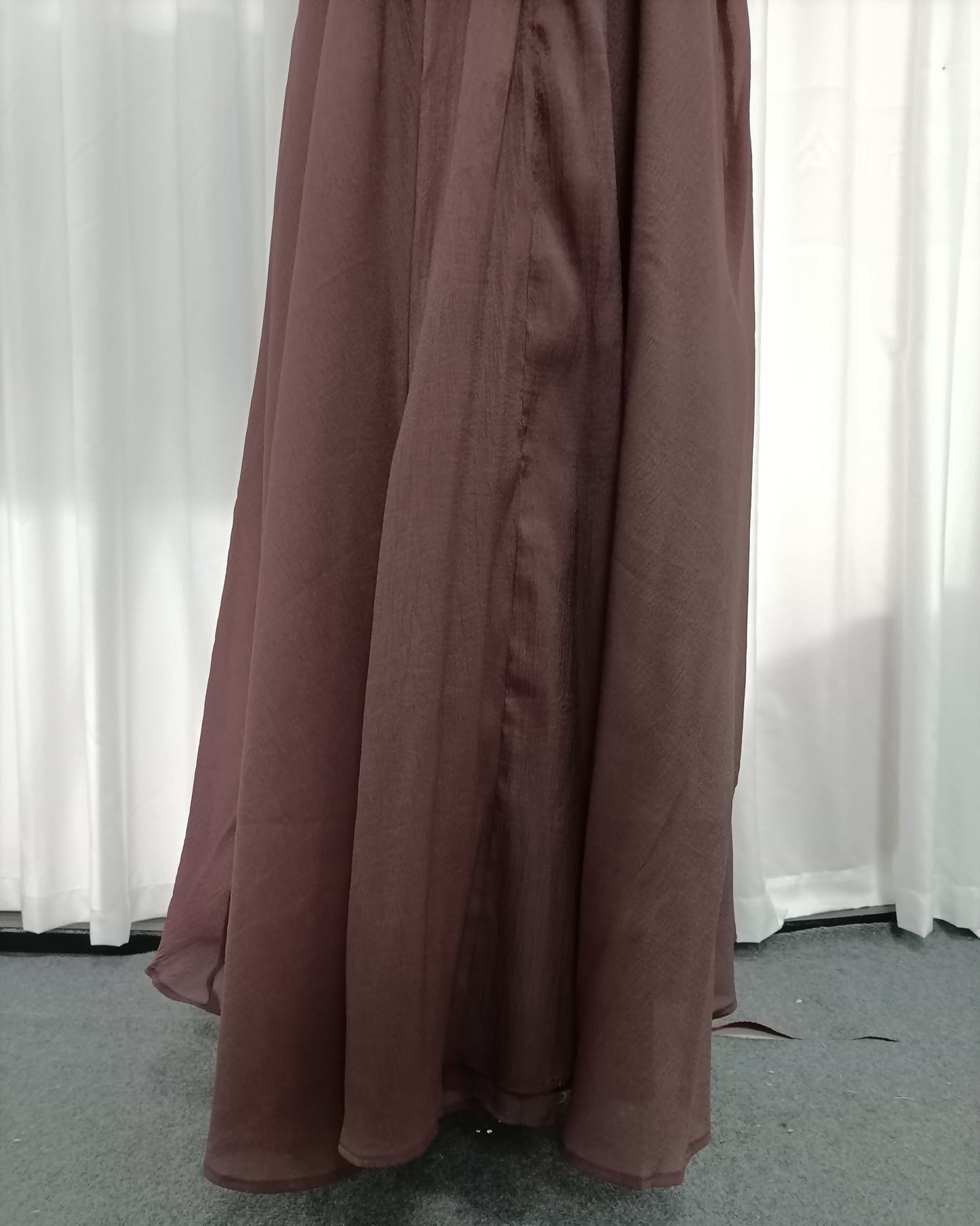 Coffee Sleeveless High Neck Waist Maxi Dress With Belt