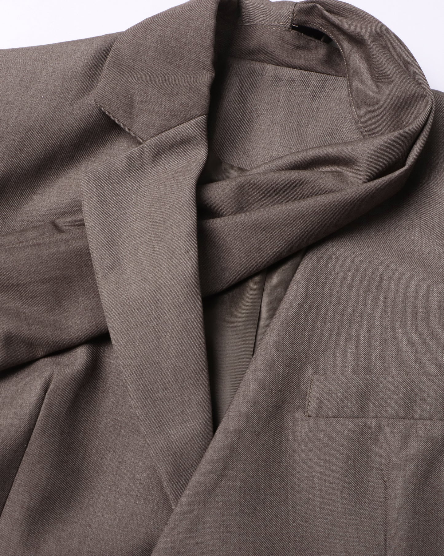 Coffee Blazer with Attached Drape Scarf