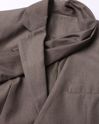 Coffee Blazer with Attached Drape Scarf