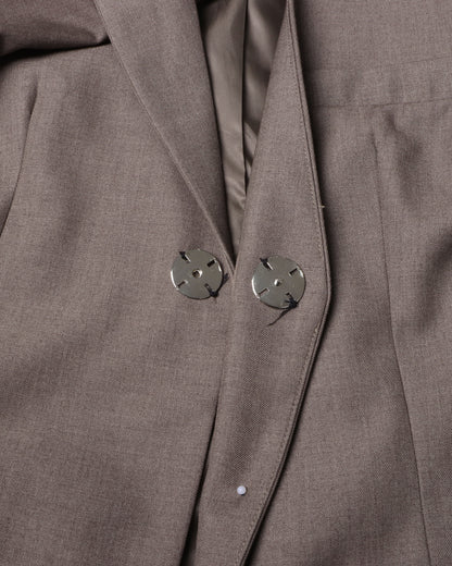 Coffee Blazer with Attached Drape Scarf