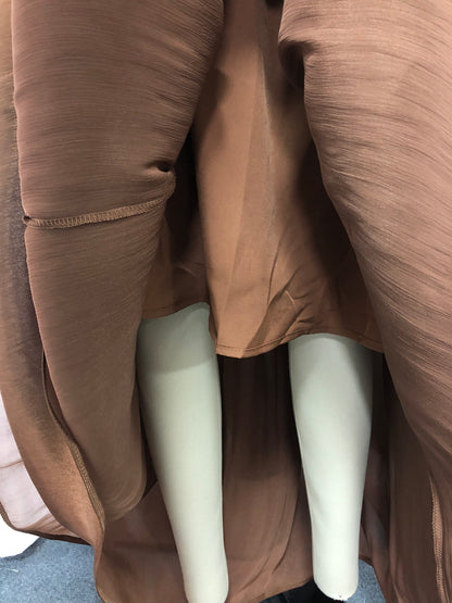 Coffee Ruched Waist Tiered Midi Dress