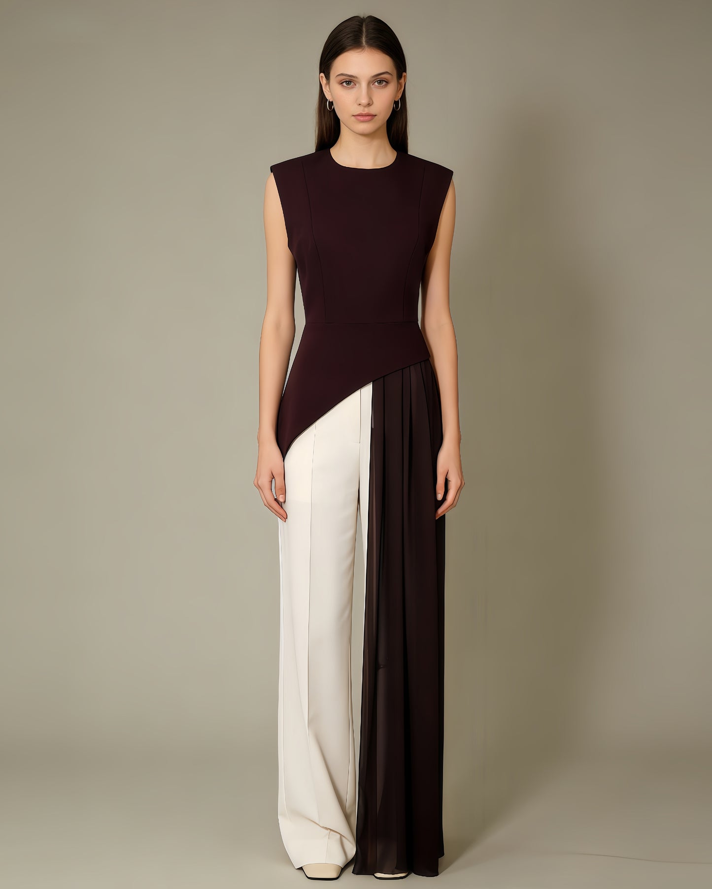 Dark Purple Asymmetric Chiffon Blouse