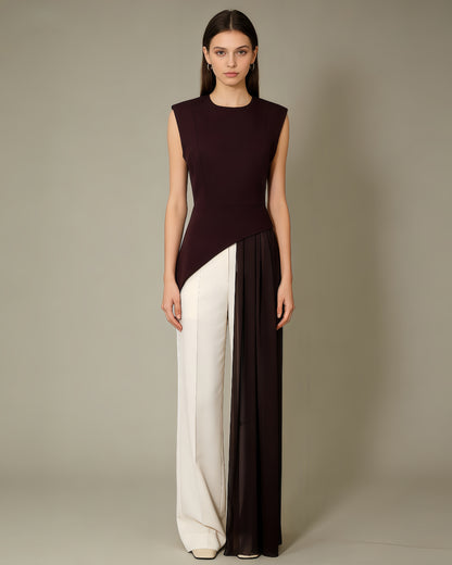 Dark Purple Asymmetric Chiffon Blouse