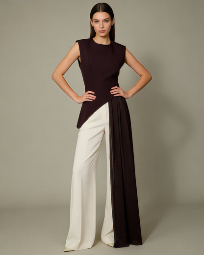 Dark Purple Asymmetric Chiffon Blouse