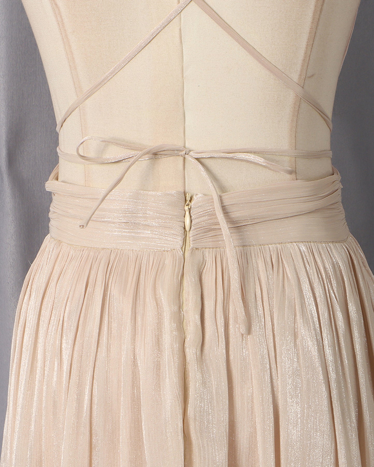 Deep V Spaghetti Strap Ruched Shiny Maxi Dress