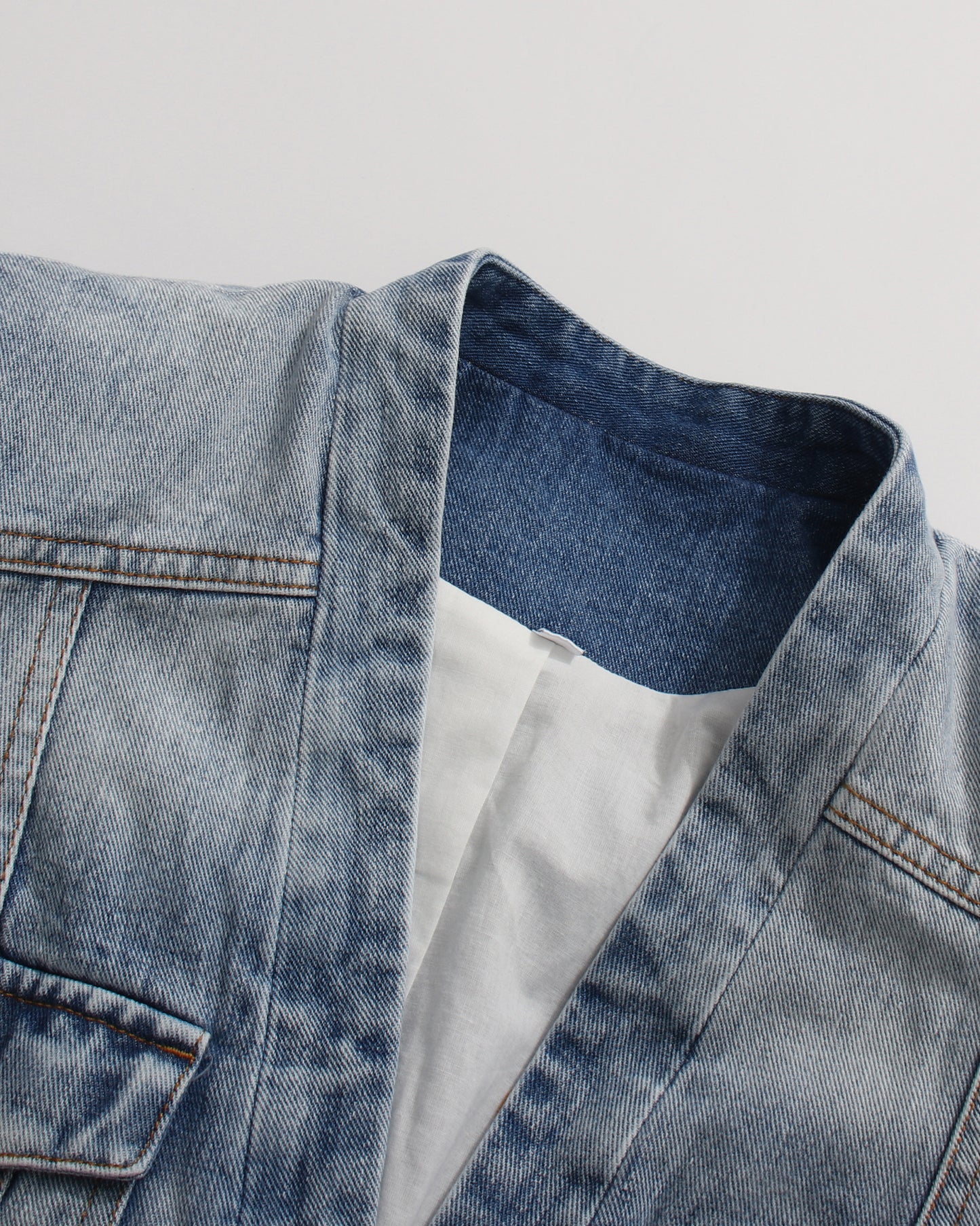 Denim Blazer with Gold Buttons & Belt