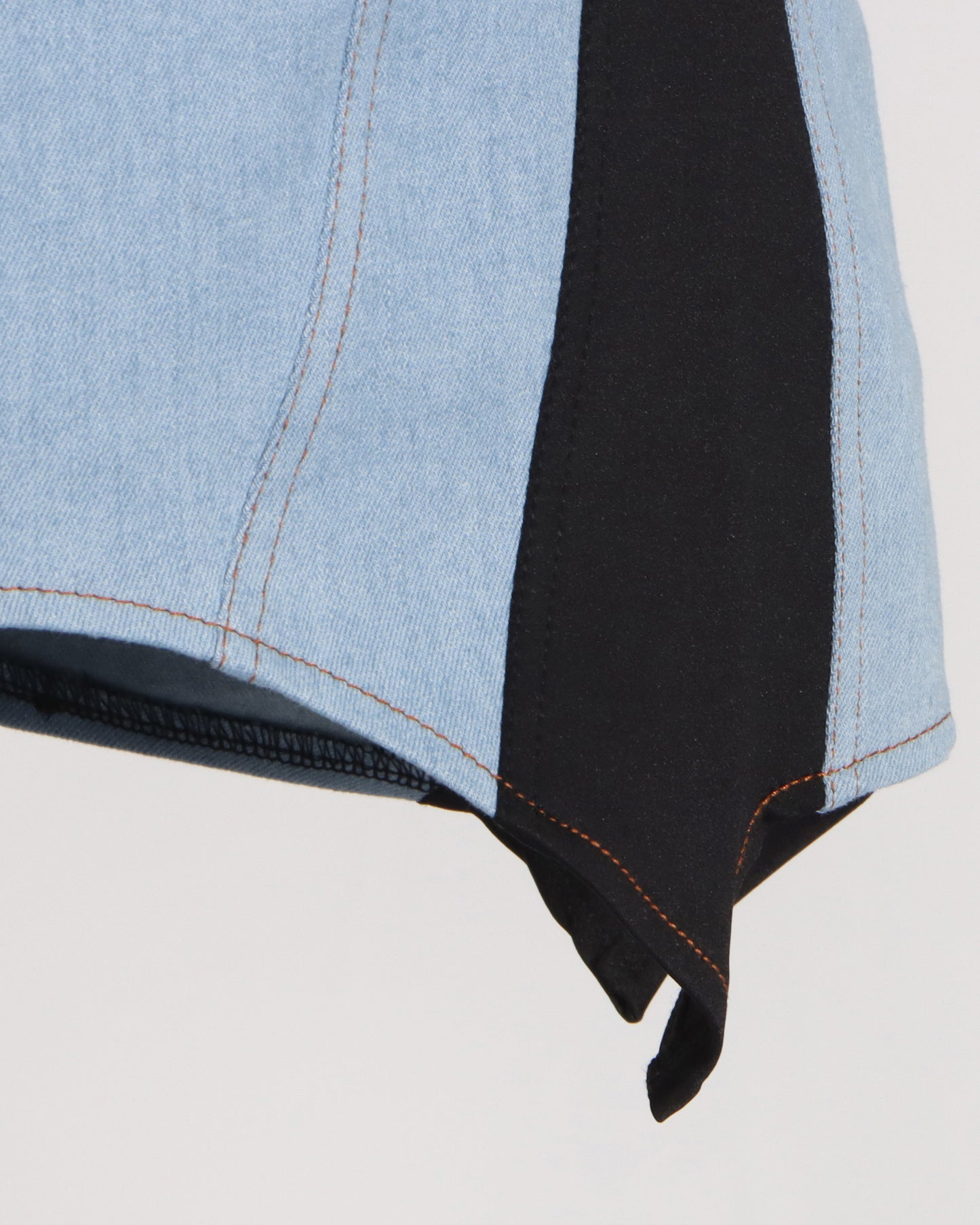 Denim Contrast Trim Mini Dress