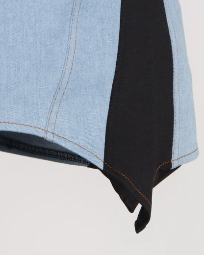 Denim Contrast Trim Mini Dress