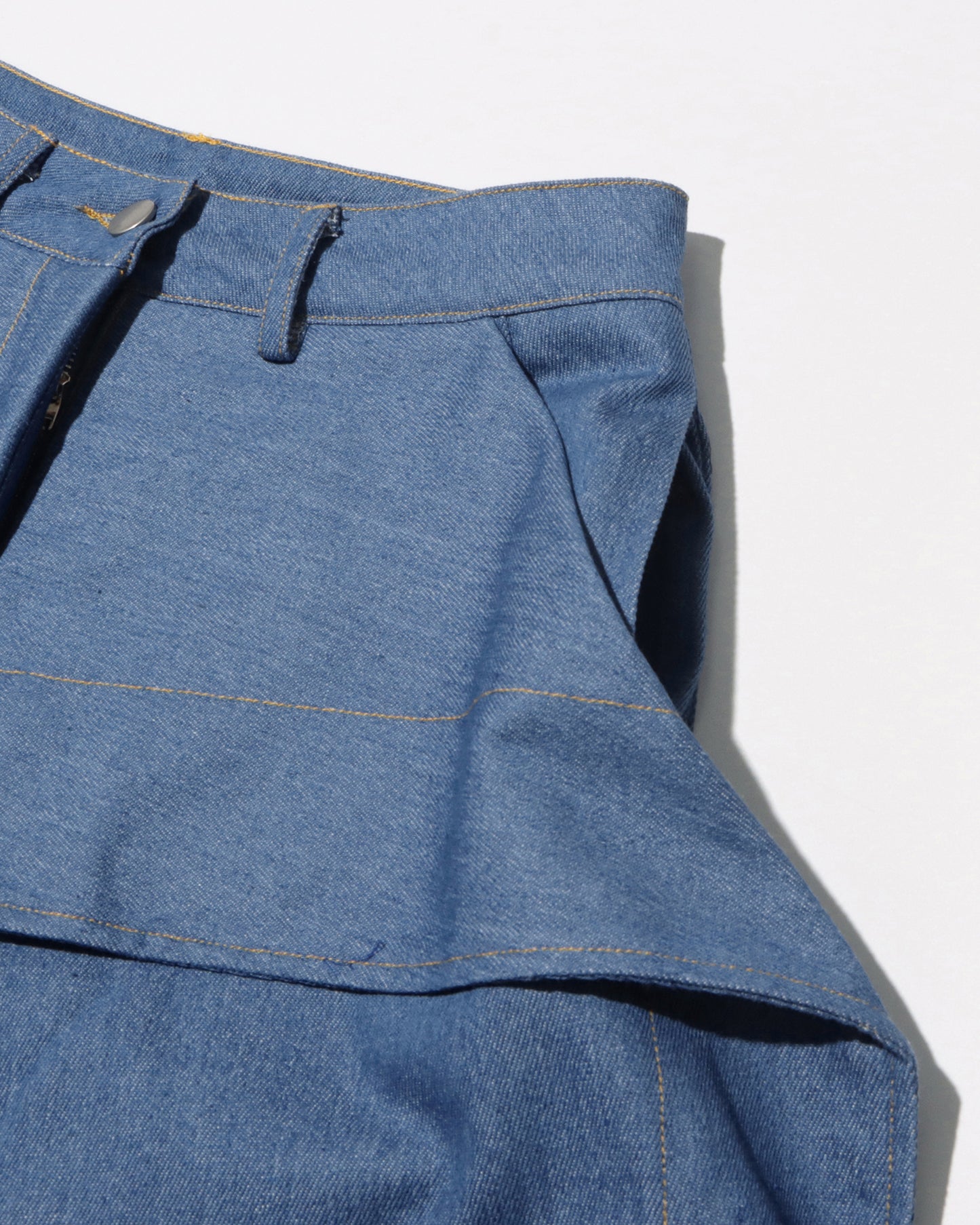 Denim Layered High-Waisted Straight Pants