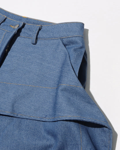 Denim Layered High-Waisted Straight Pants