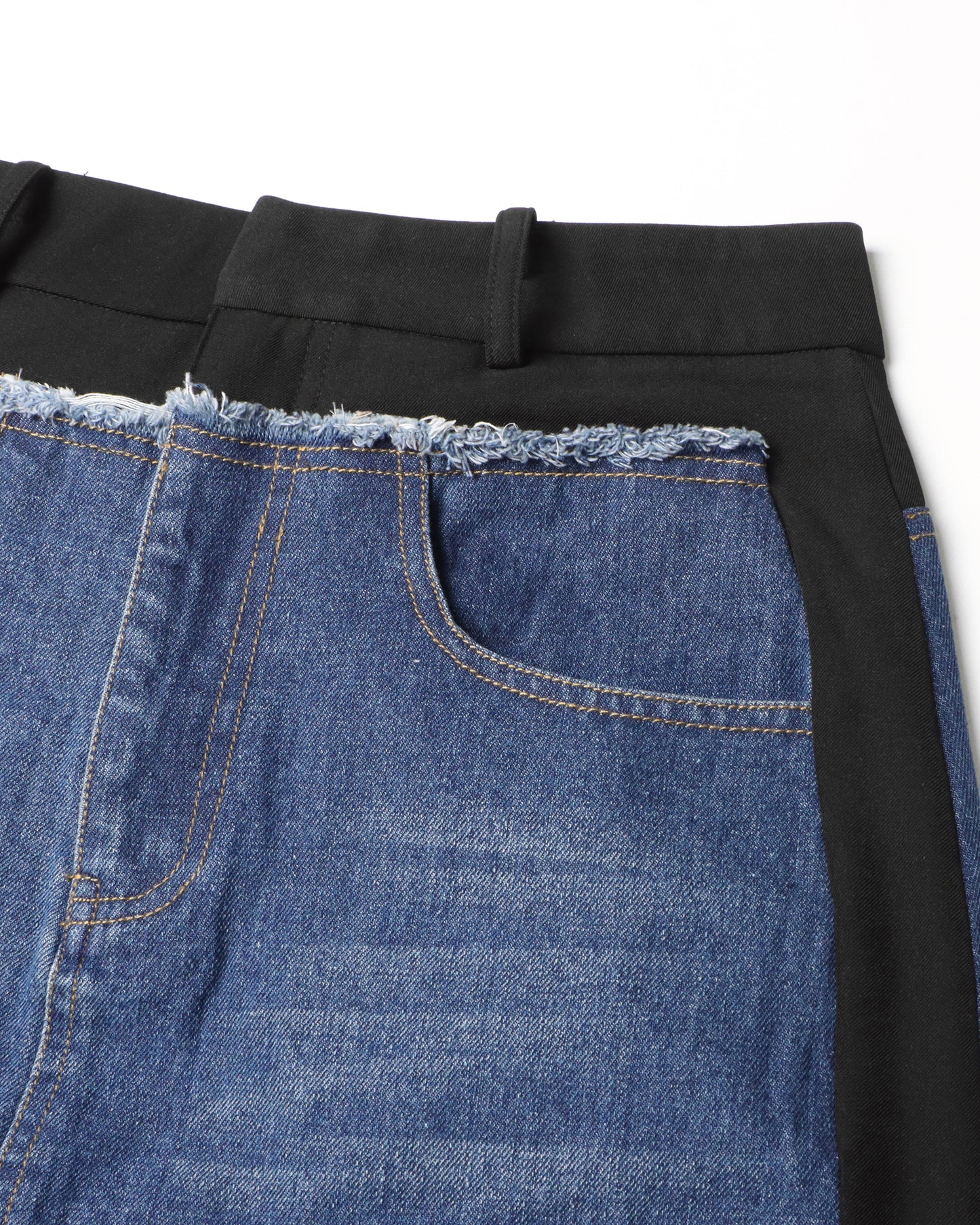 Denim Midi Skirt with High Elastic Waist