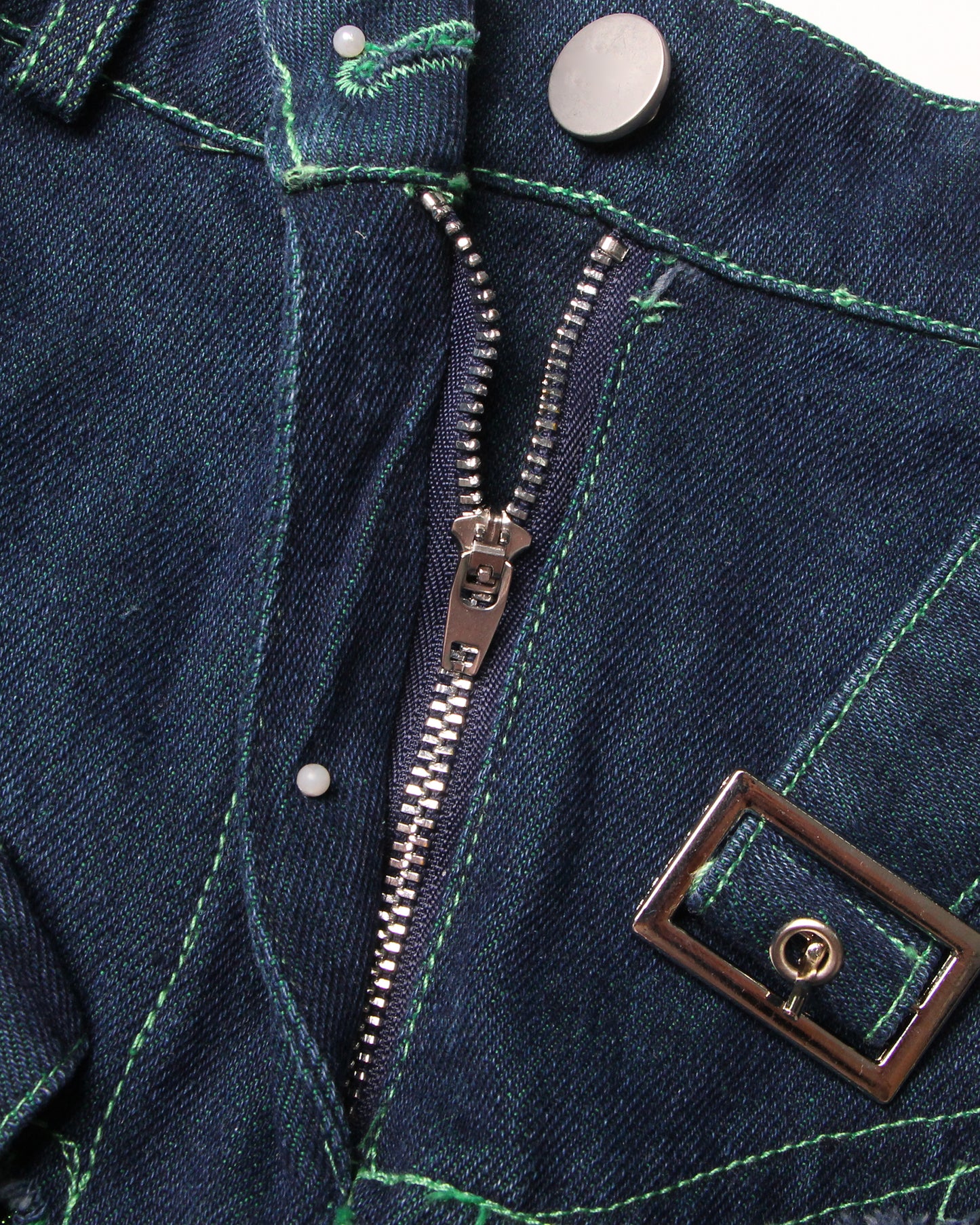 Denim & Iridescent Tulle Midi Skirt