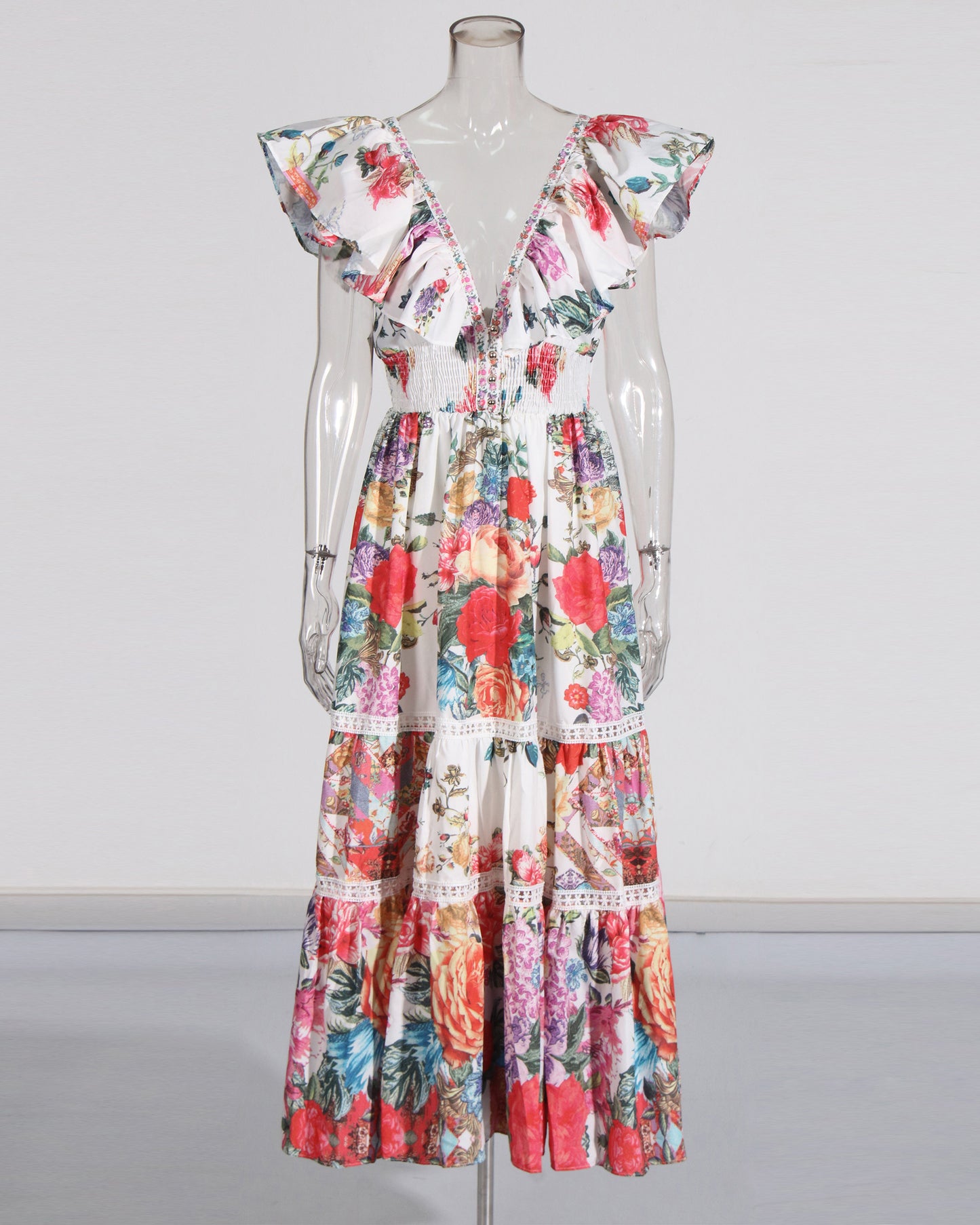 Floral Print Ruffle Tiered Maxi Dress