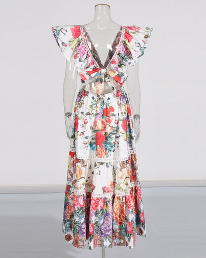 Floral Print Ruffle Tiered Maxi Dress