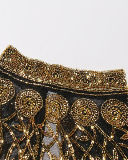 Gold Embroidered Fringe Capelet Jacket