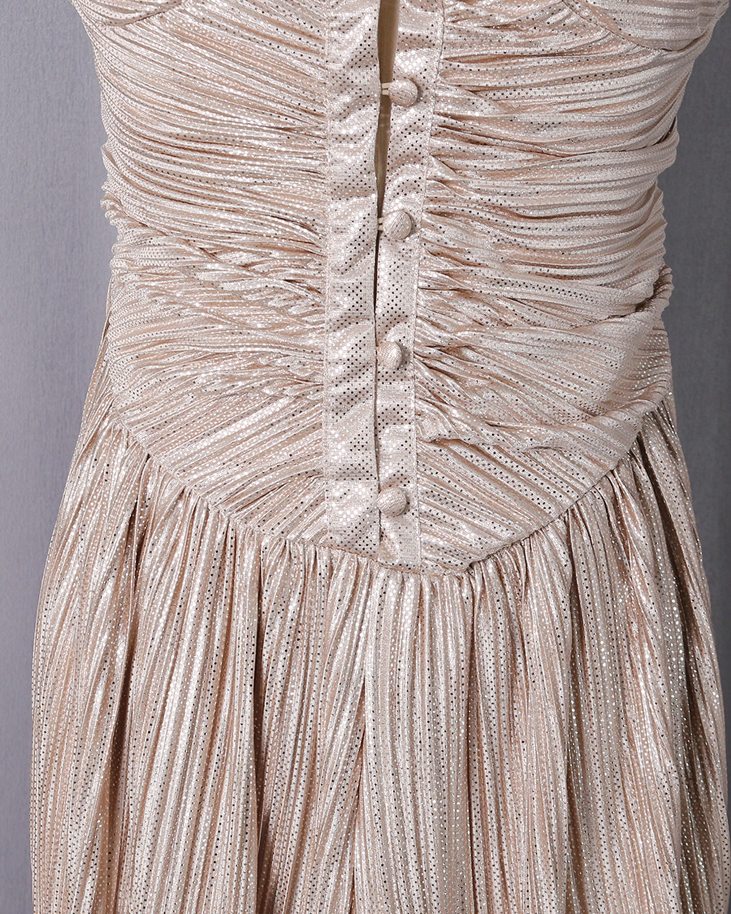 Gold Smocked Ruched Sleeveless Maxi Dress