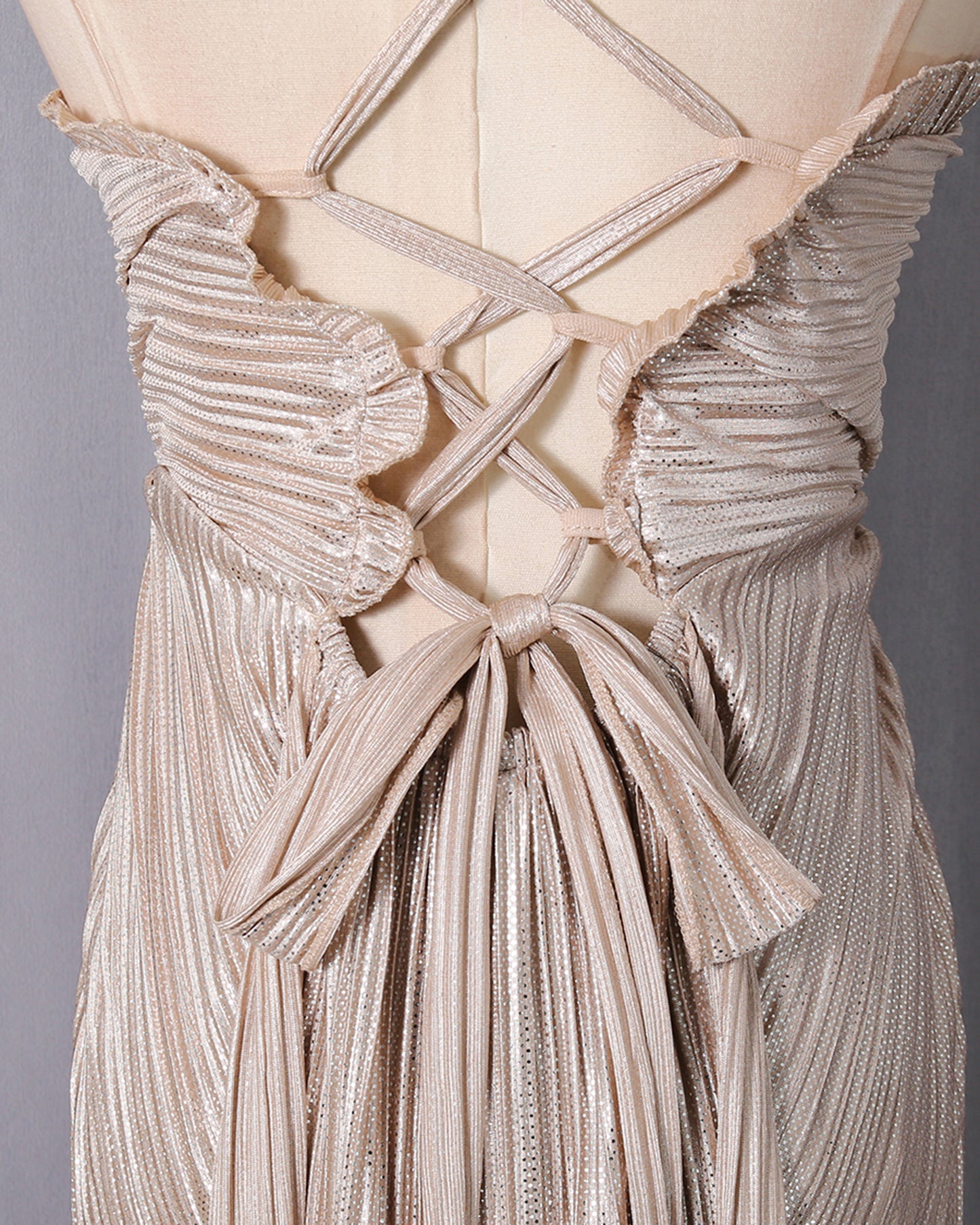 Gold Smocked Ruched Sleeveless Maxi Dress