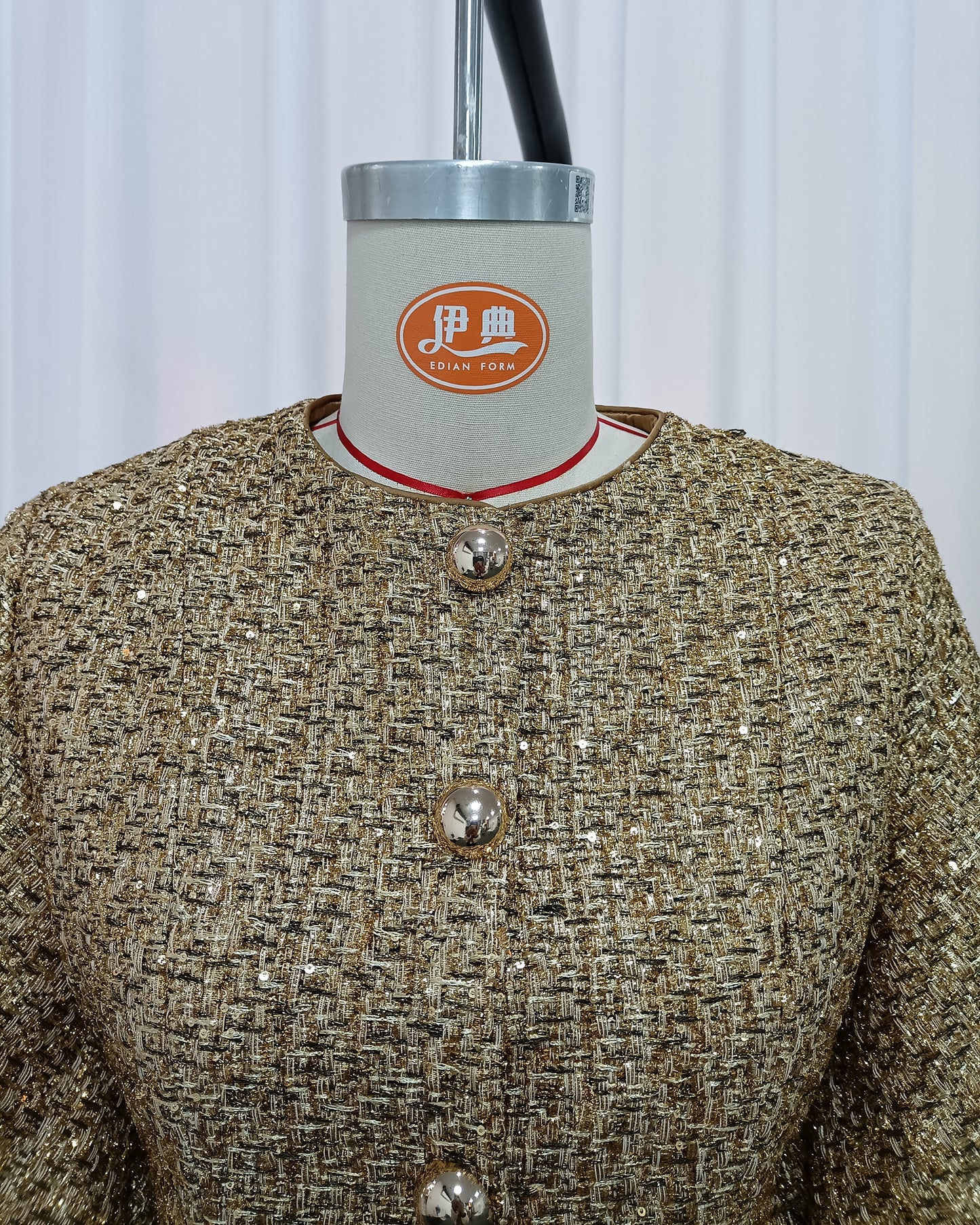 Gold Tunic Puff Sleeve Cropped Jacket