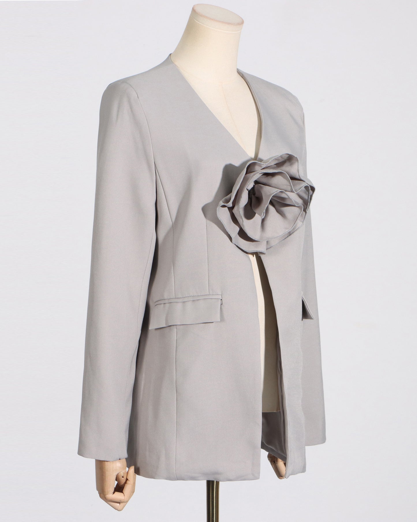 Gray Blazer with 3D Rose Accent