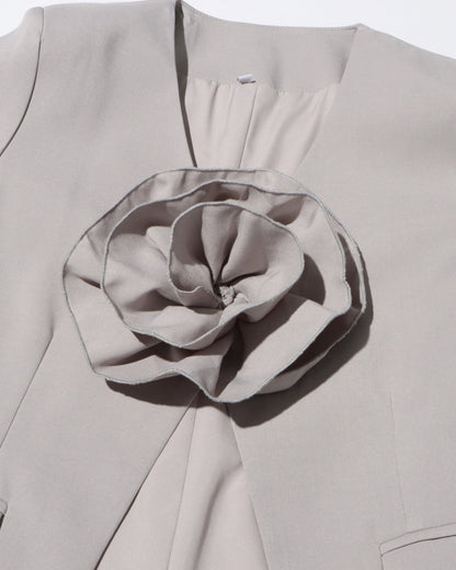 Gray Blazer with 3D Rose Accent