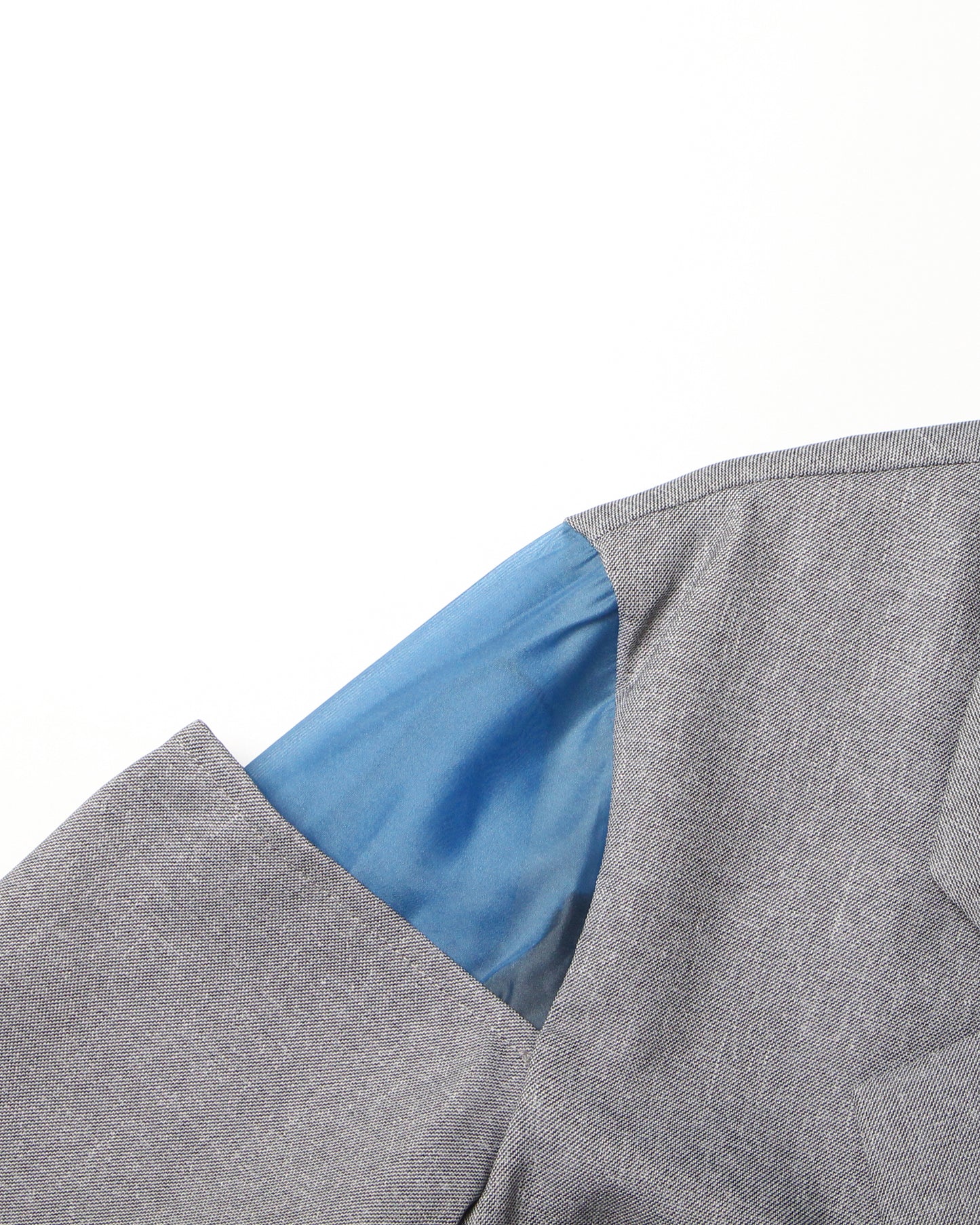 Gray Cutout Blazer with Tie Waist & Blue Accents