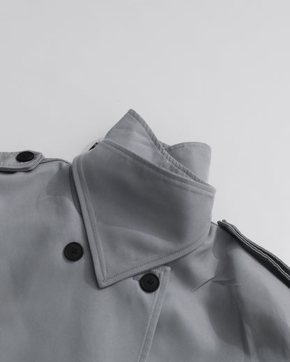 Gray Double-Breasted Trench Coat with Belt
