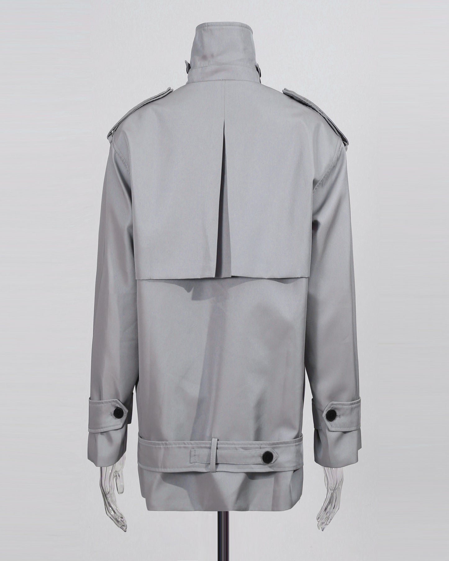 Gray Double-Breasted Trench Coat with Belt