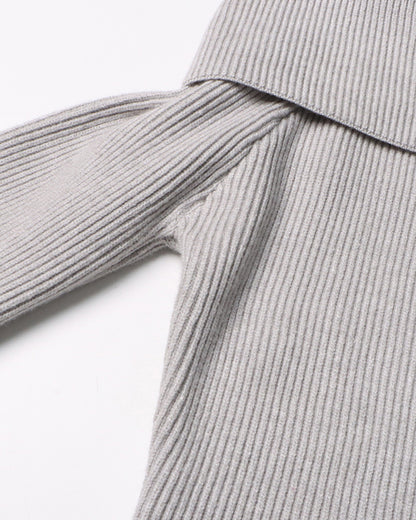 Gray Off-the-Shoulder Ribbed Knit Top