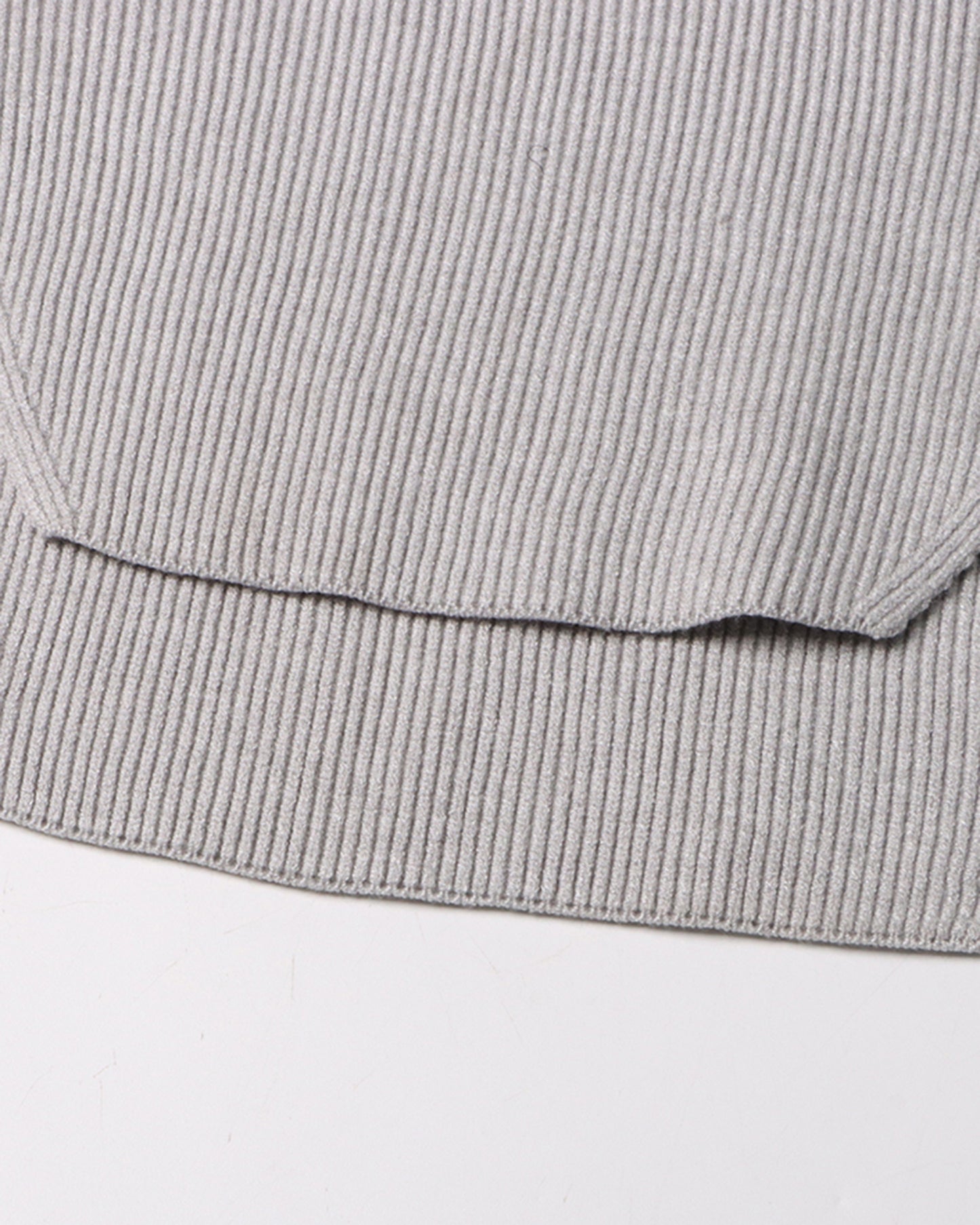 Gray Off-the-Shoulder Ribbed Knit Top