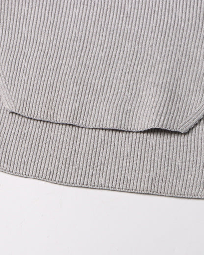 Gray Off-the-Shoulder Ribbed Knit Top