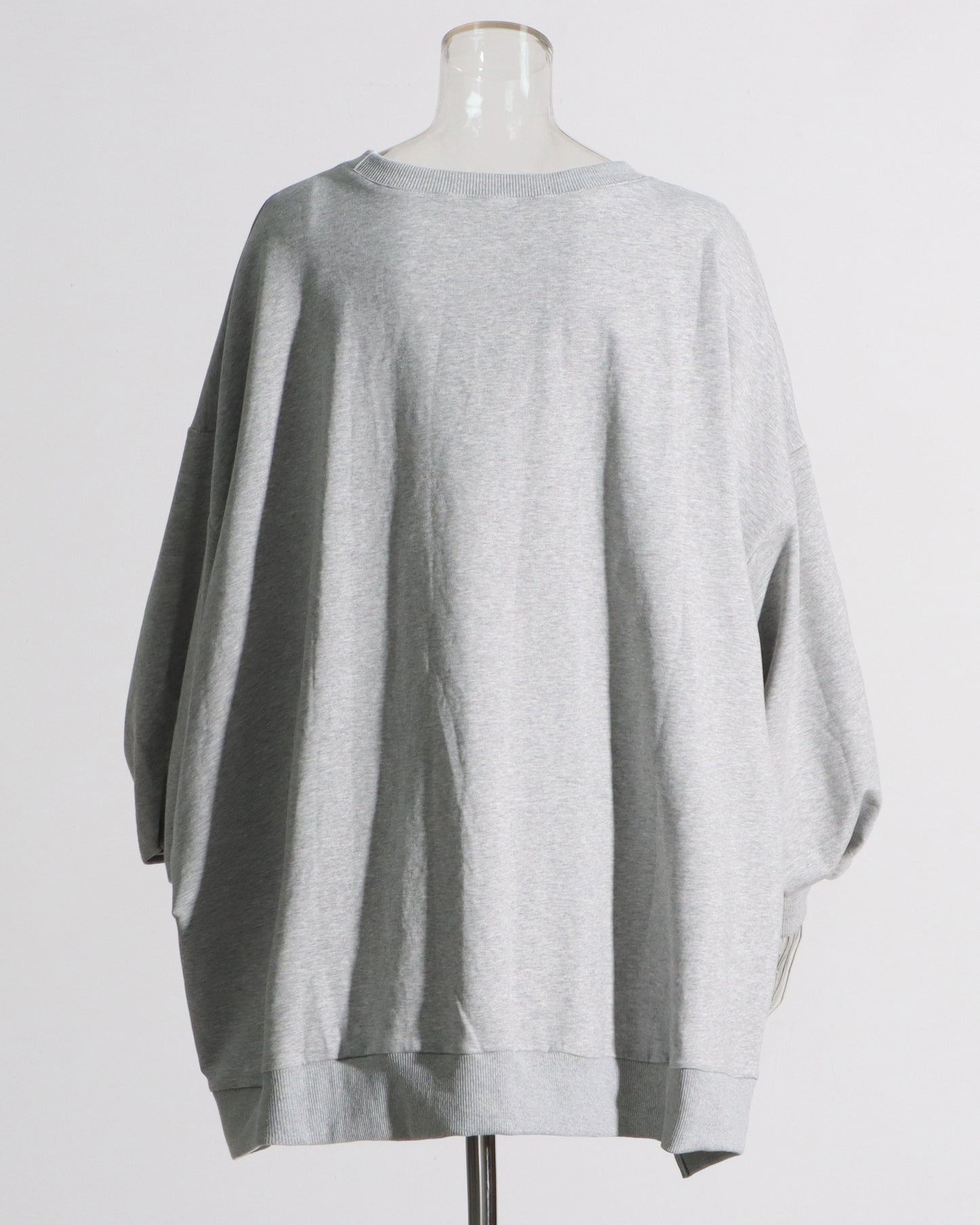 Gray Oversized Balloon-Sleeve Crewneck Sweatshirt