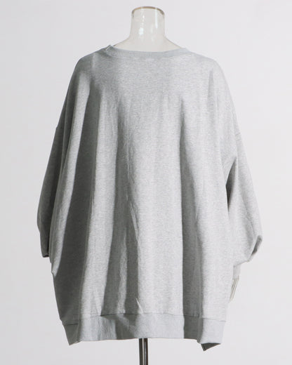 Gray Oversized Balloon-Sleeve Crewneck Sweatshirt