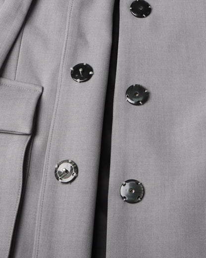 Gray Utility Longline Blazer Coat with Straps