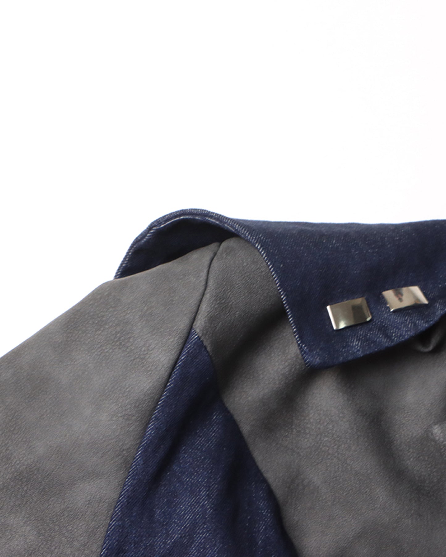 Gray & Denim Patchwork Blazer with Zip Waist