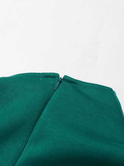 Green Asymmetric Hem Dress with Side Ring Details
