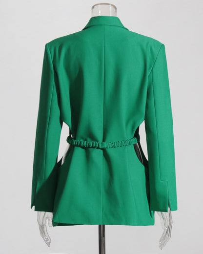 Green Asymmetrical Blazer with Cutout