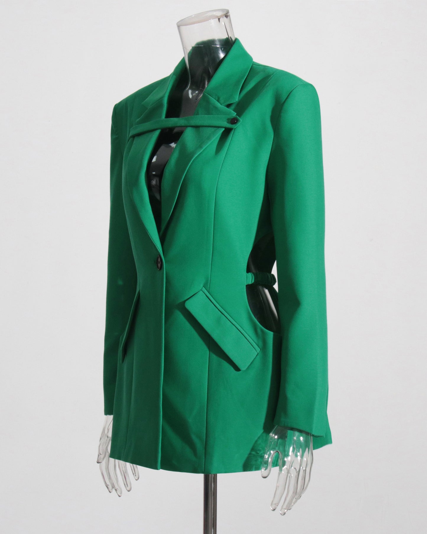 Green Asymmetrical Blazer with Cutout