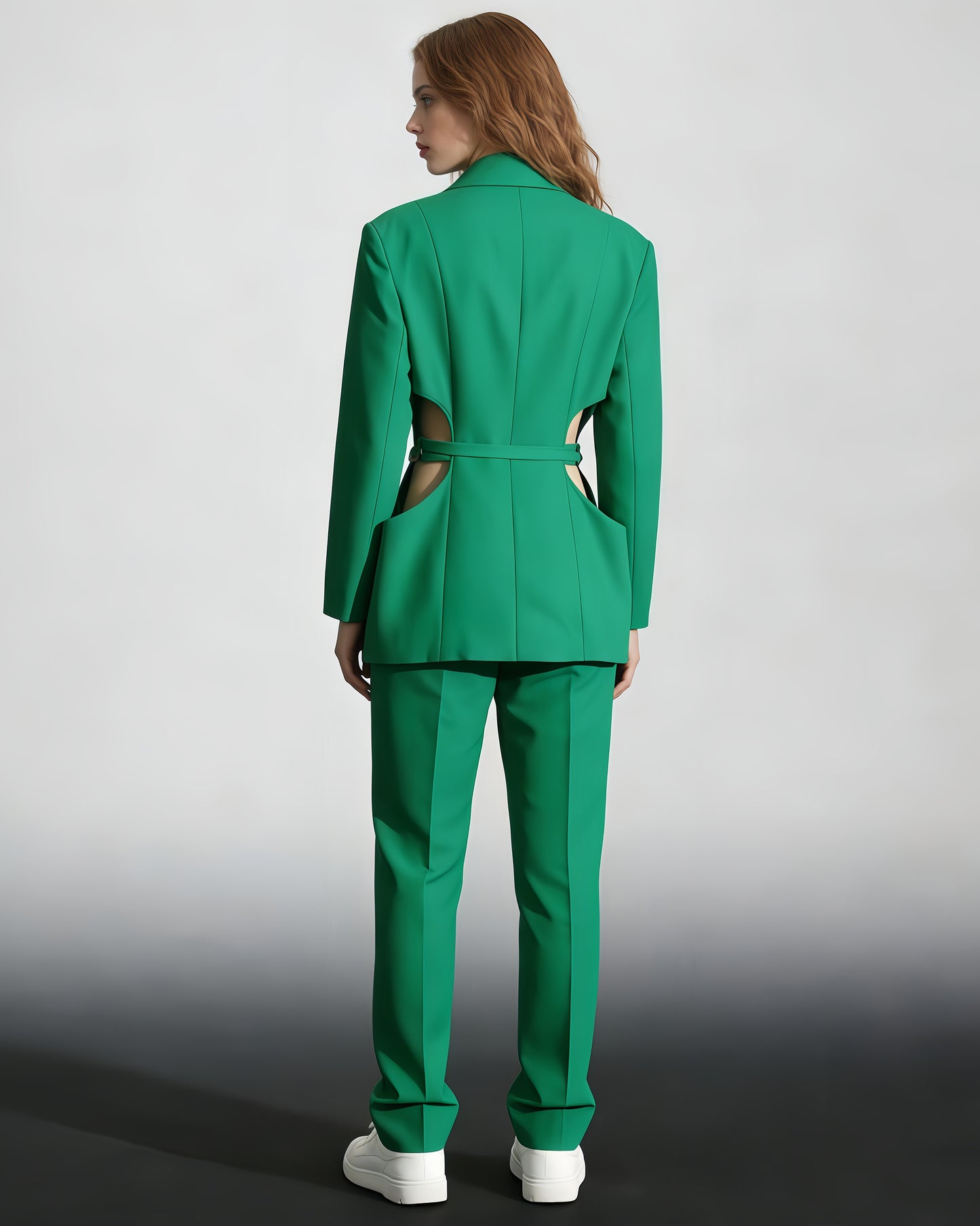 Green Asymmetrical Blazer with Cutout