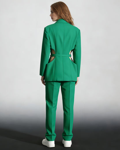 Green Asymmetrical Blazer with Cutout