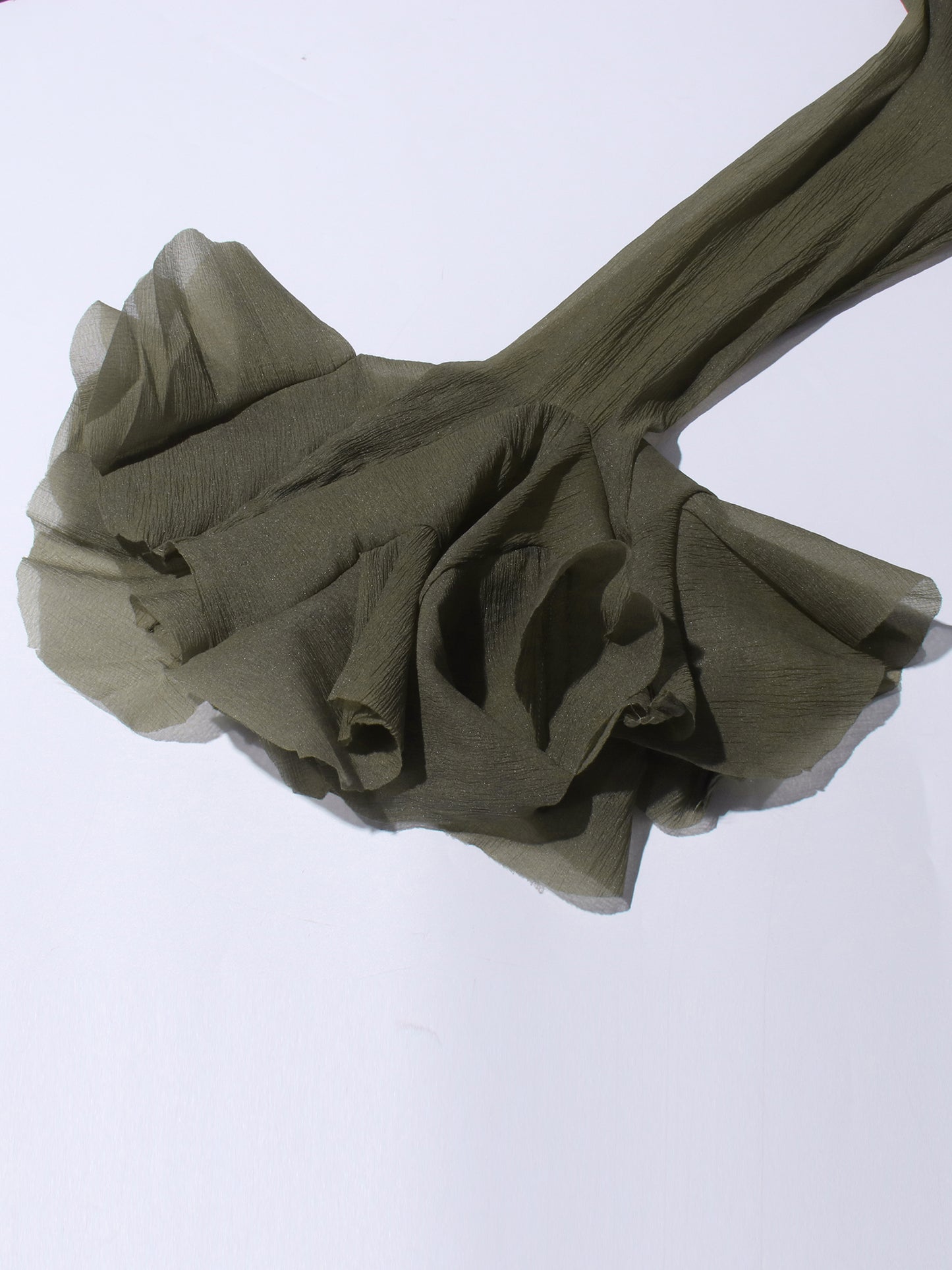 Green Bell Sleeve Ruffled Long Dress with Button Front