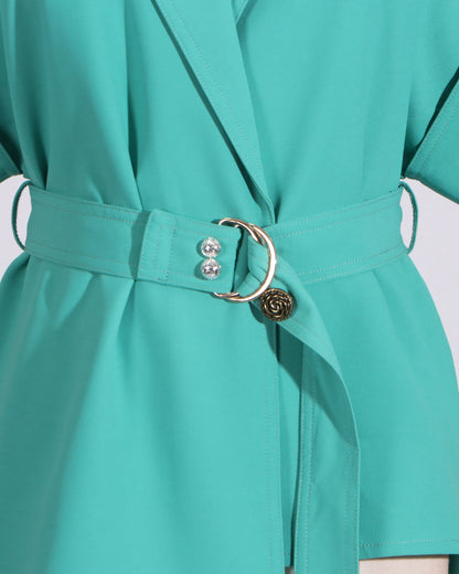 Green Belted Blazer & Trousers Set