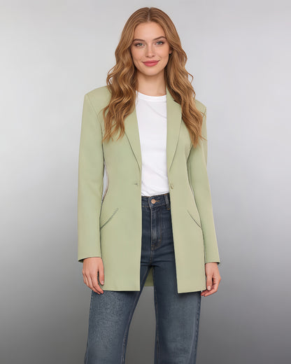 Green Blazer with Crystal-Trimmed Cutout Back
