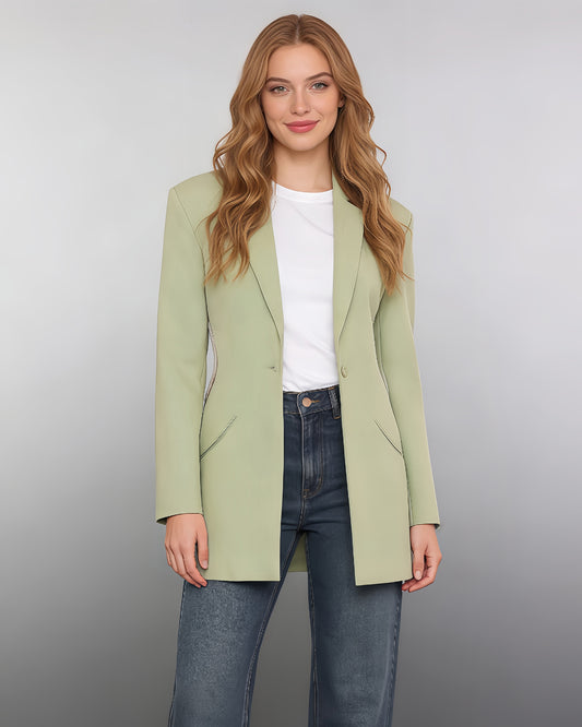 Green Blazer with Crystal-Trimmed Cutout Back