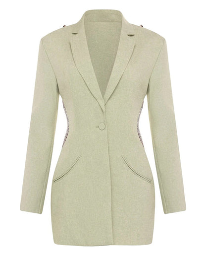 Green Blazer with Crystal-Trimmed Cutout Back