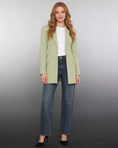 Green Blazer with Crystal-Trimmed Cutout Back