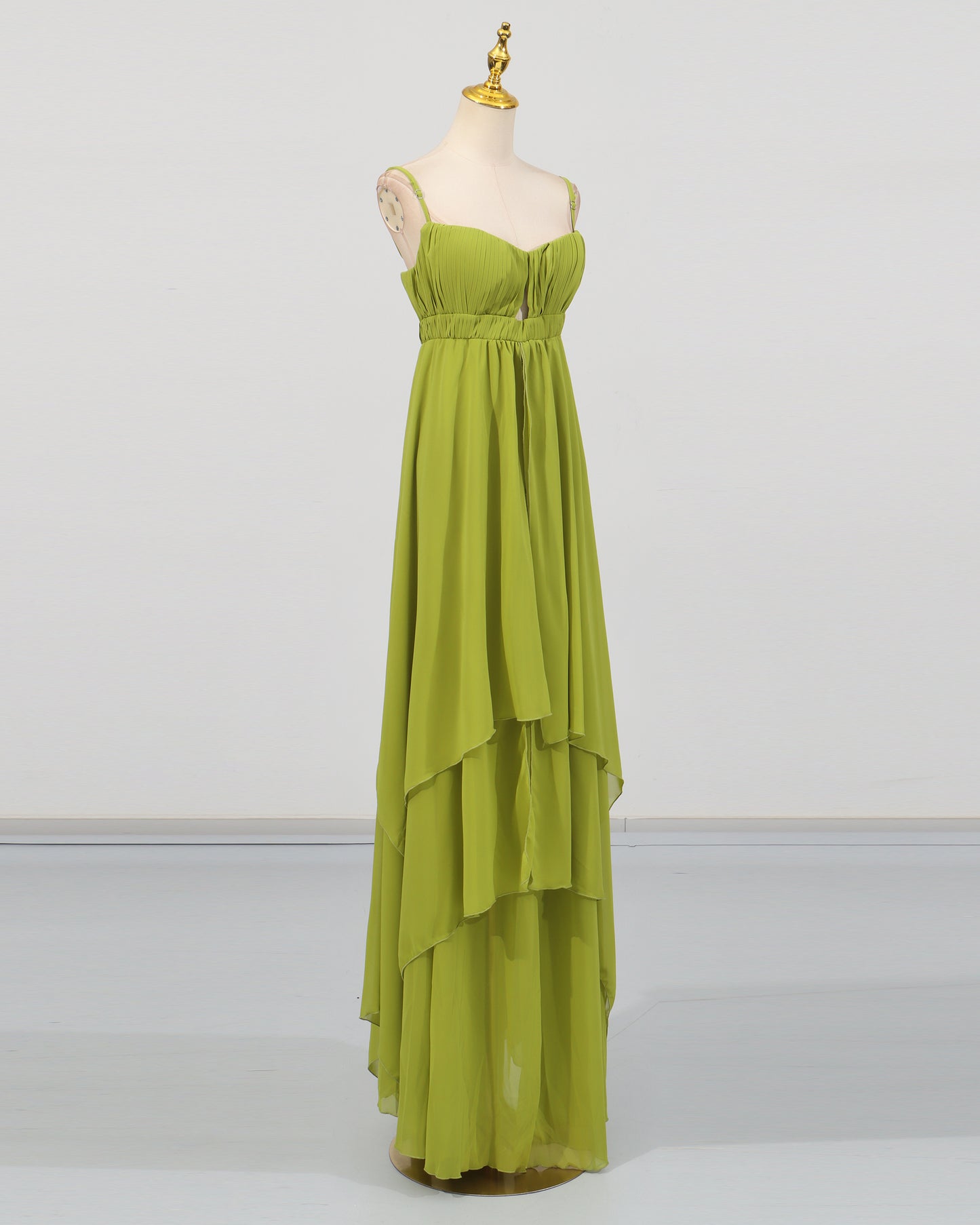 Green Chiffon Tiered Maxi Dress
