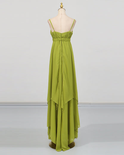 Green Chiffon Tiered Maxi Dress
