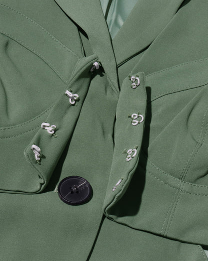 Green Cutout Solid Casual Bustier Blazer