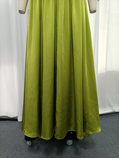 Green Halter High Neck A-Line Midi Evening Dress